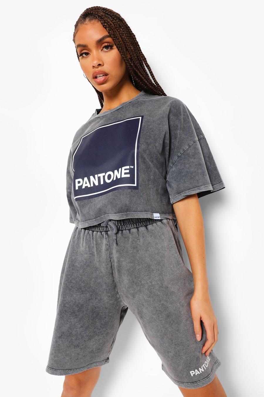 Grey Pantone Acid Wash Cropped T-shirt image number 1