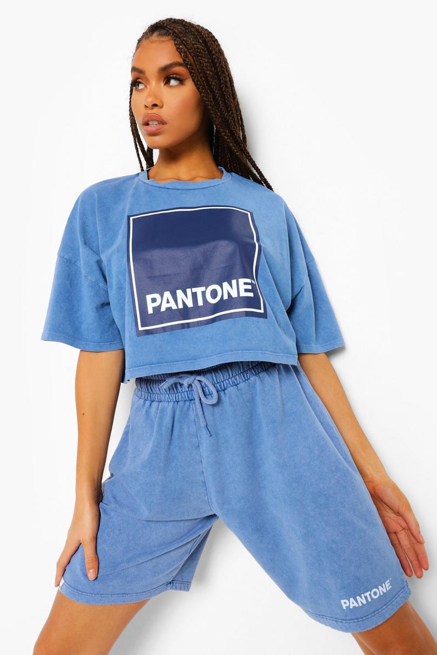 T-shirt court délavé - Pantone, Bleu délavé image number 1