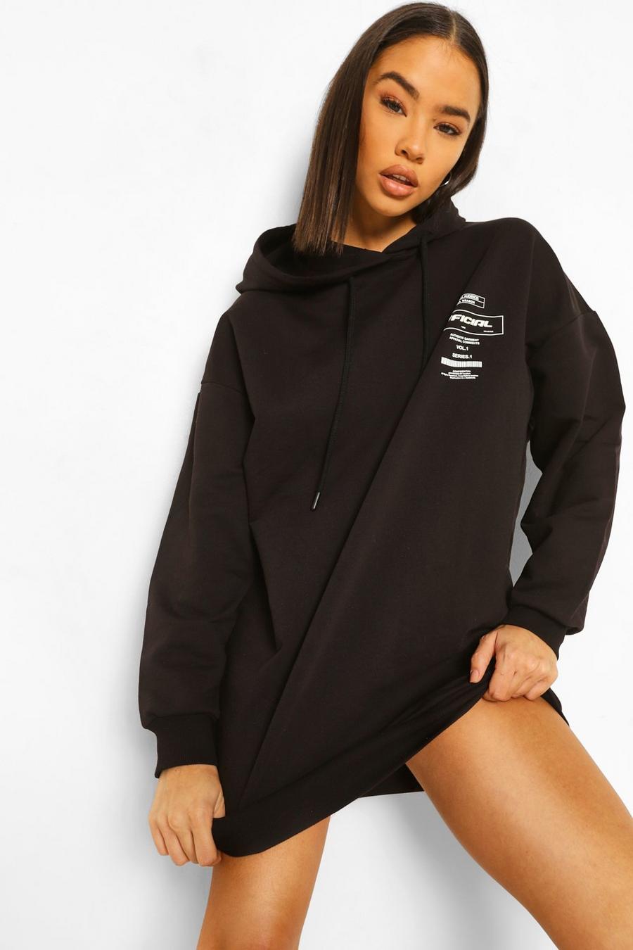 Black Oversized Official Back Print Sweater Dress image number 1