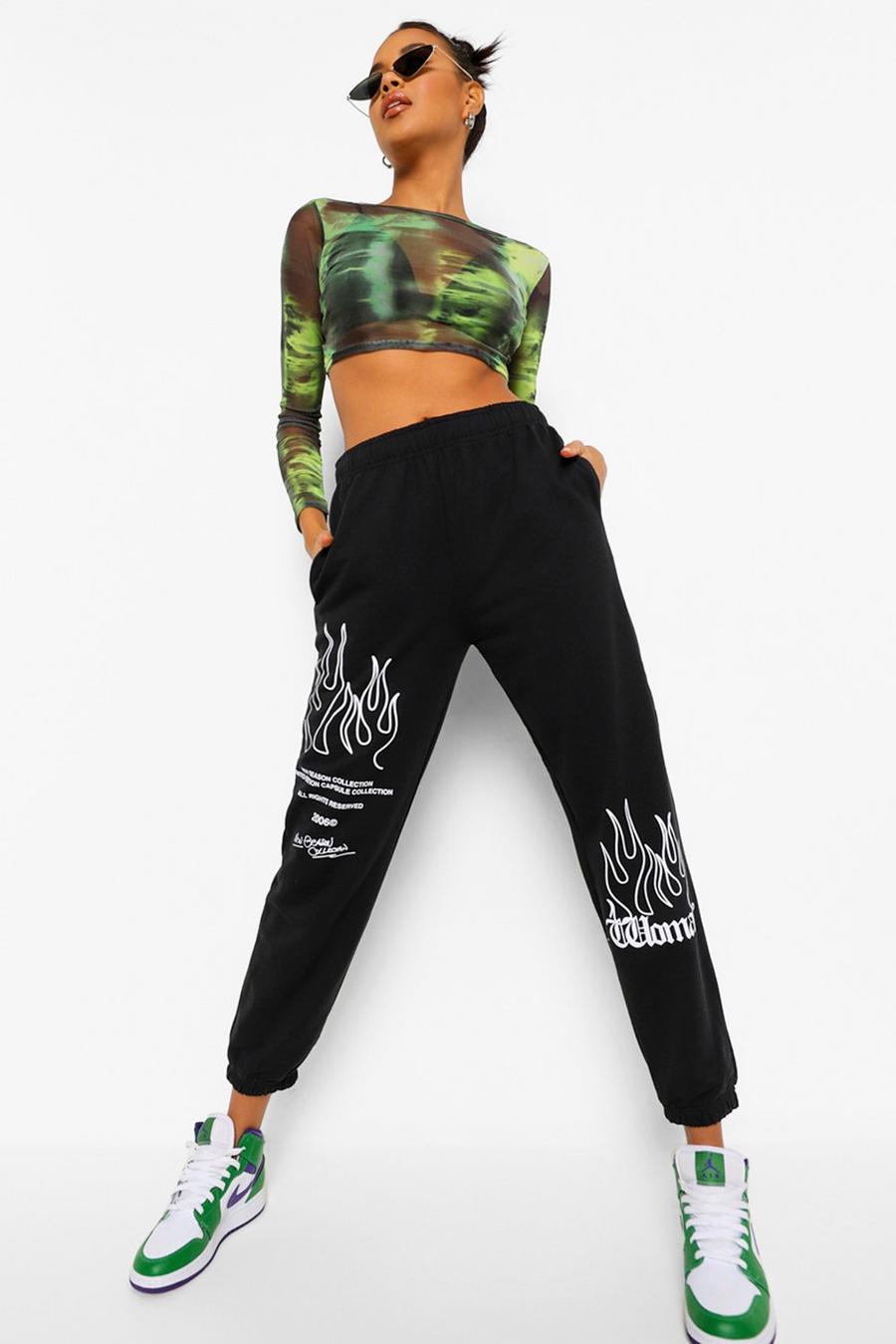 Woman Gothic Flame Print Joggers image number 1