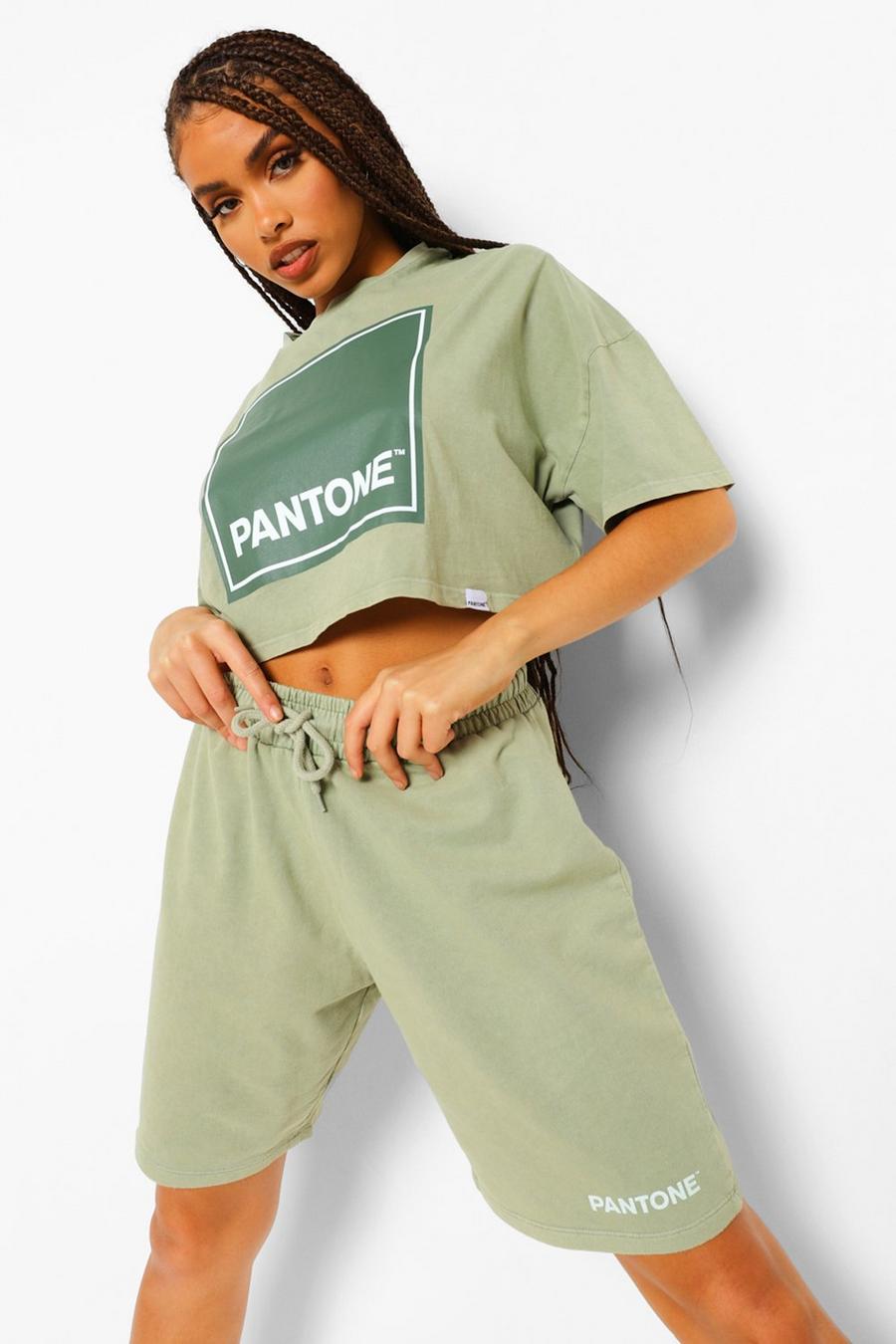 Pantalón corto con desteñido efecto ácido Pantone, Lima lavada image number 1