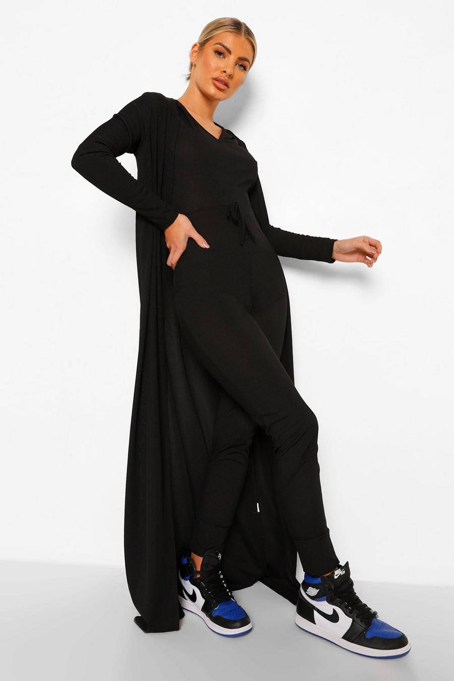 Black Ribbad kofta och jumpsuit med dragsko image number 1