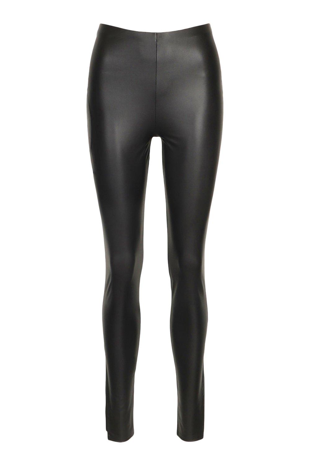 Buy Boohoo Split Hem Leather Look Pu Leggings In Black