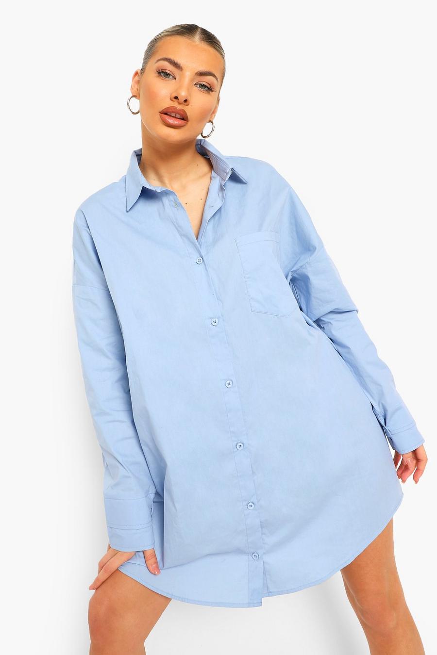 Hemdkleid aus Baumwolle in Übergröße mit doppelten Bündchen, Blau image number 1