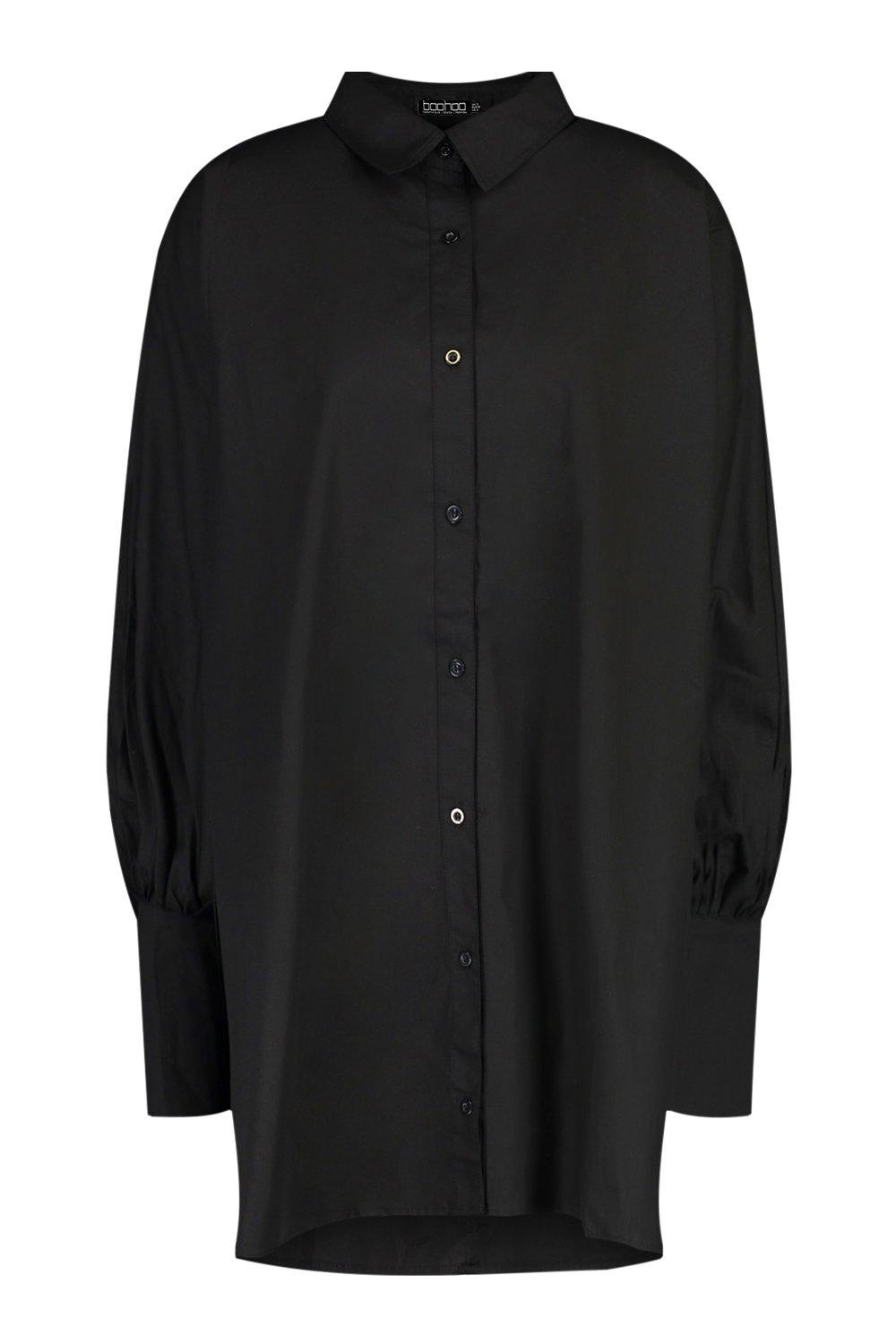 Black Oversized Batwing Balloon Sleeve Shirt Dress – Styched Fashion
