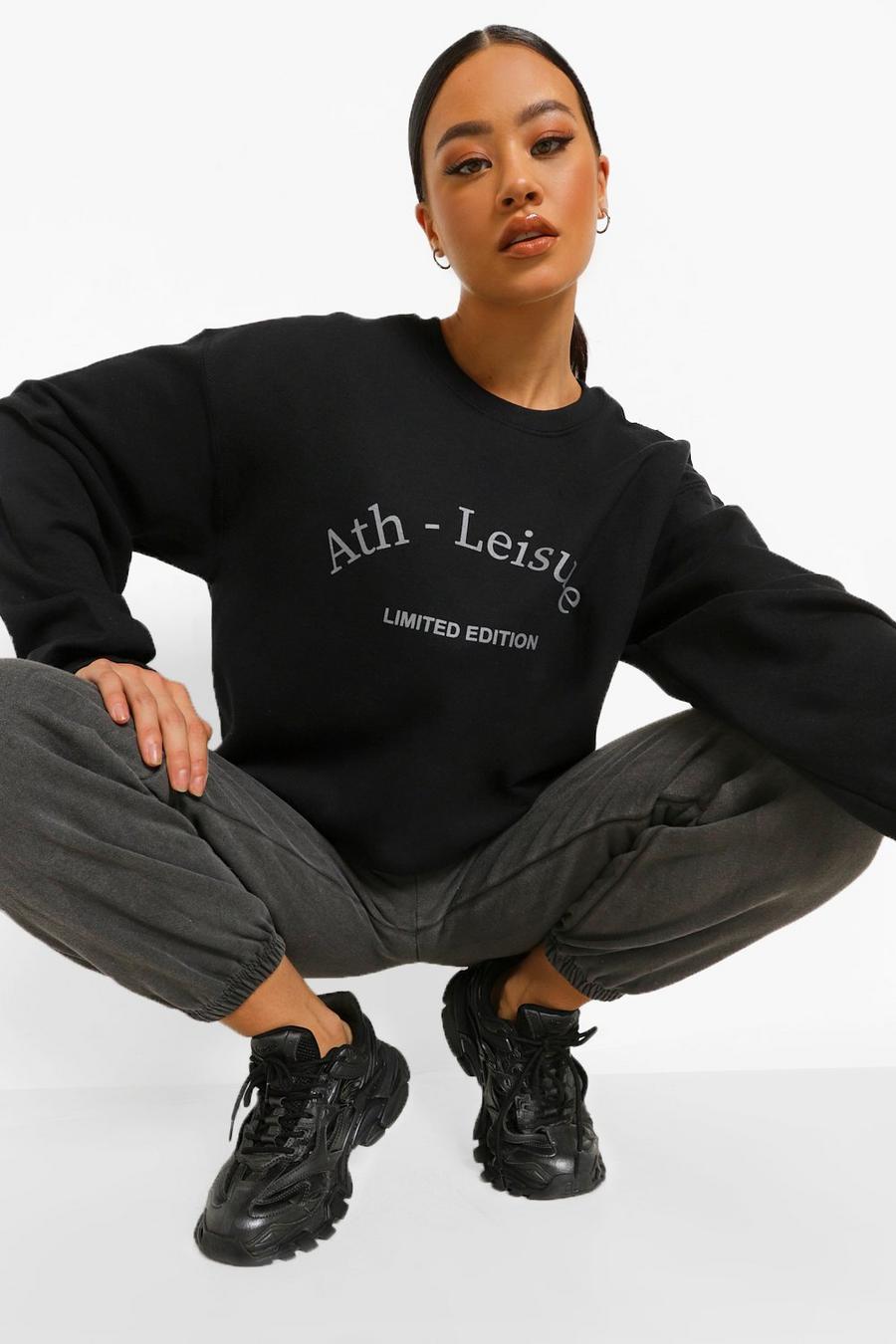 Sweatshirt in Übergröße mit „Ath-leisure“-Slogan , Schwarz image number 1
