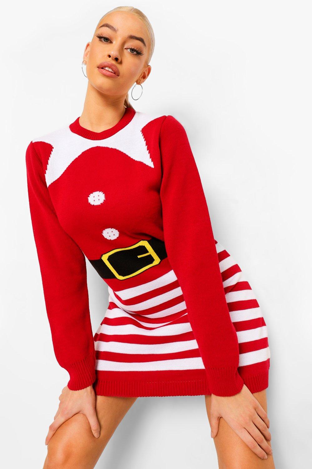 Mrs Claus Novelty Christmas Jumper Dress boohoo IE