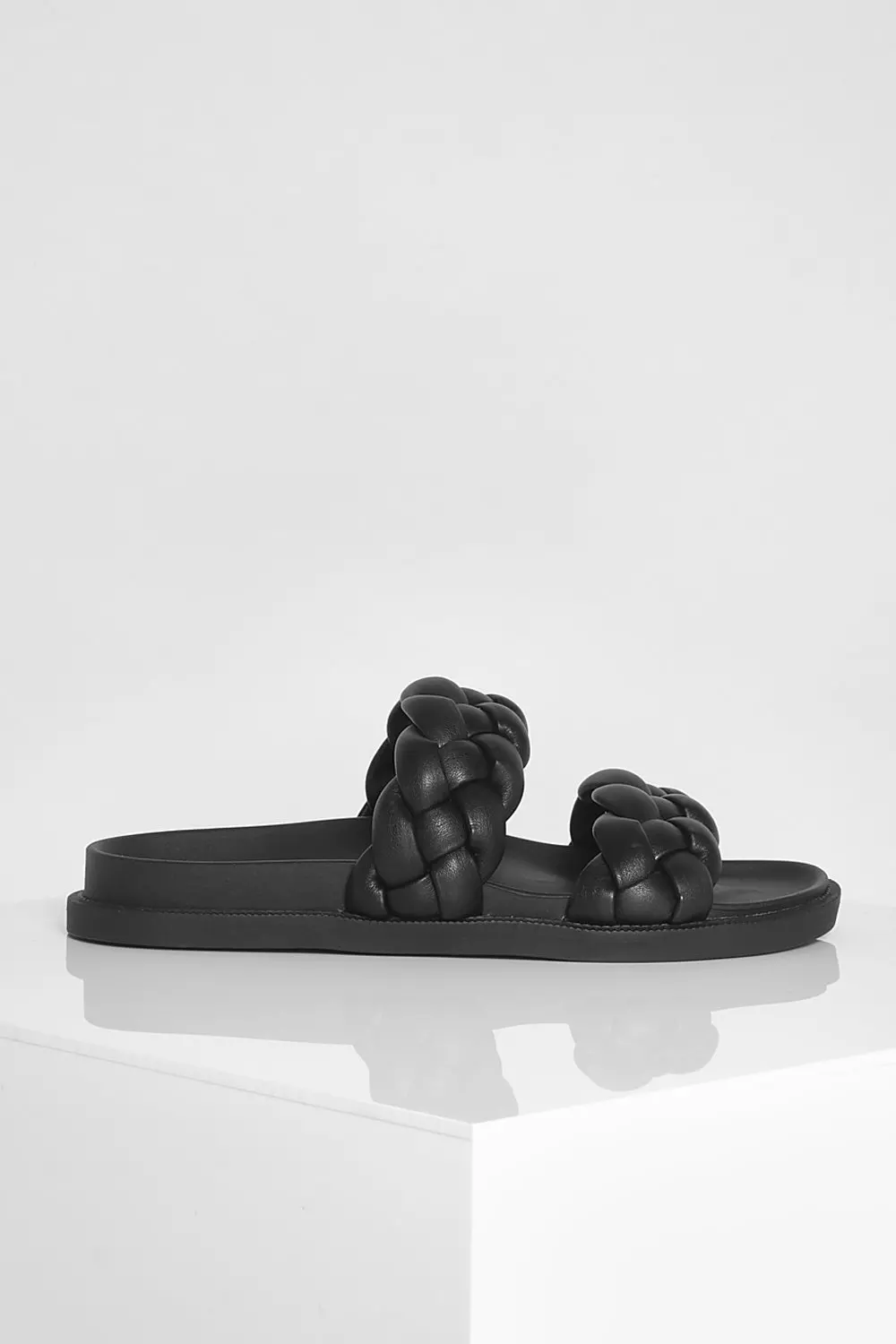 Black Plaited Double Strap Slider alternative image