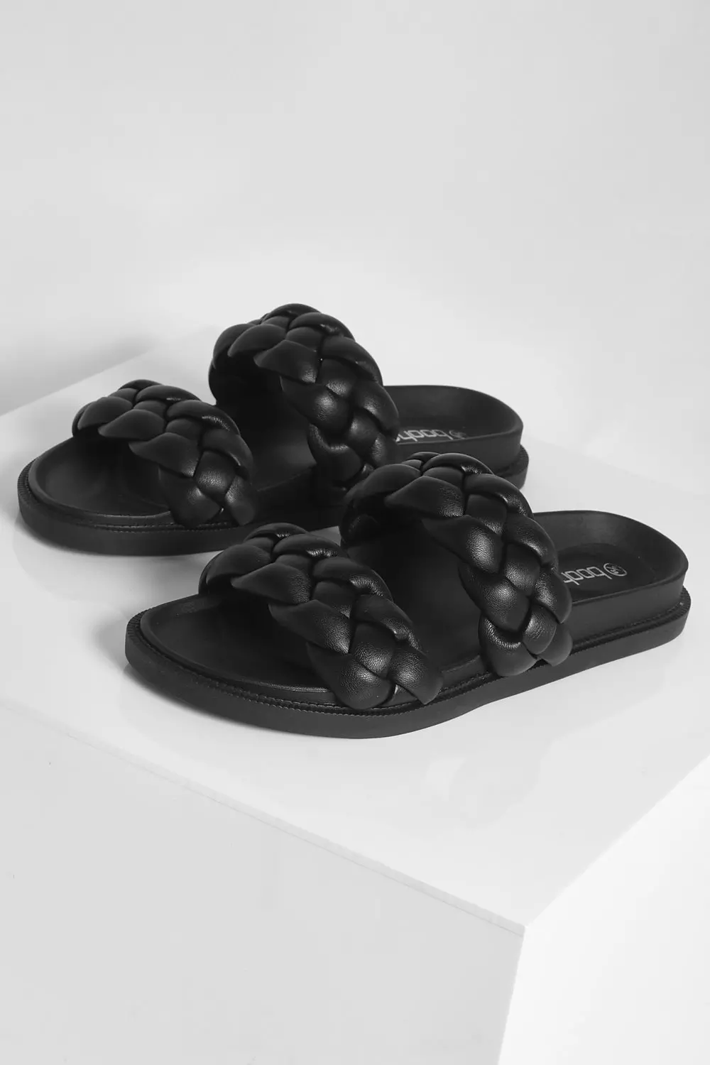 Black Plaited Double Strap Slider alternative image