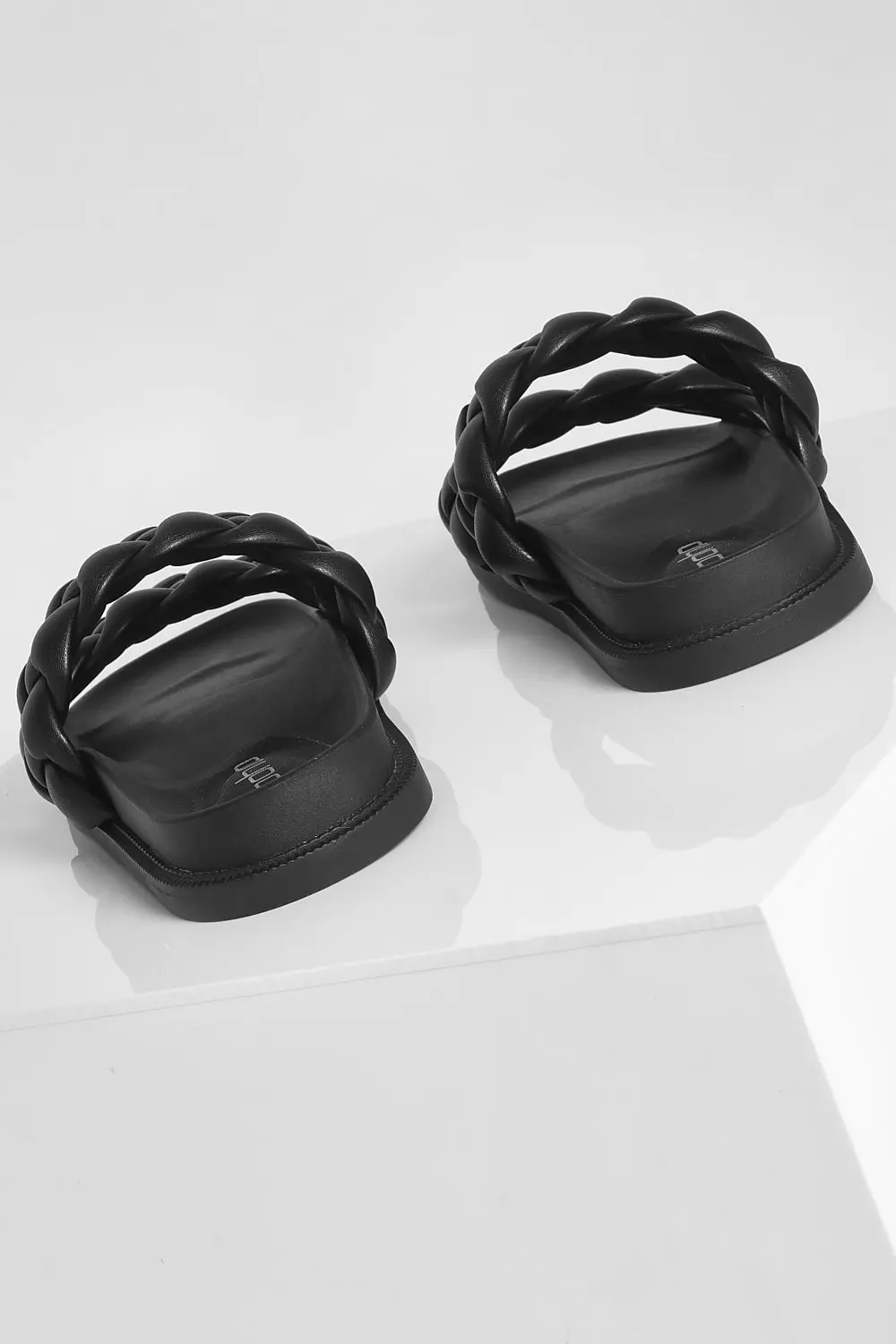 Black Plaited Double Strap Slider alternative image