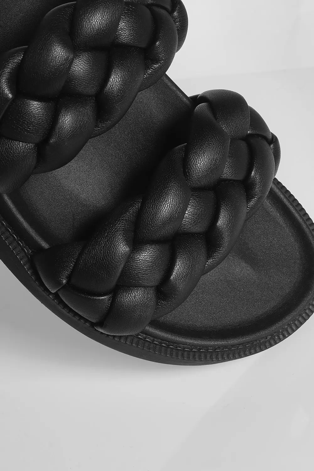Black Plaited Double Strap Slider alternative image