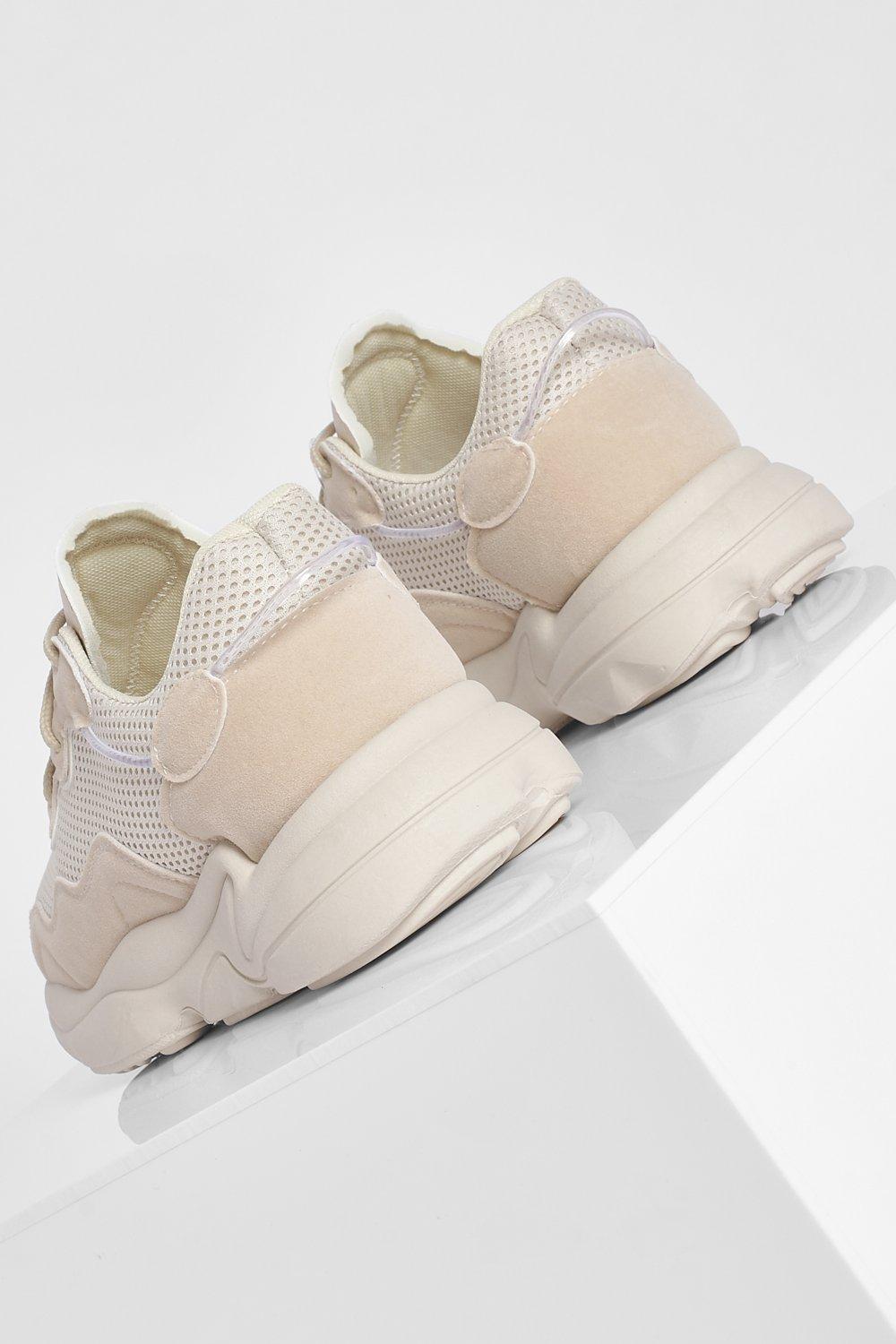 Mesh Panel Chunky Sole Trainers boohoo NZ