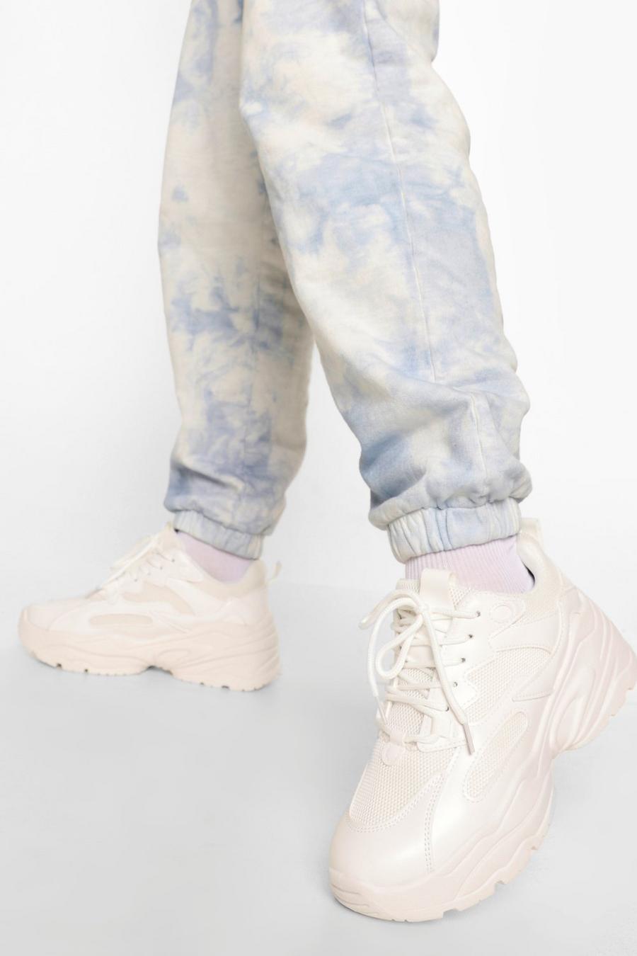 White Chunky sneakers med platåsula och snörning image number 1