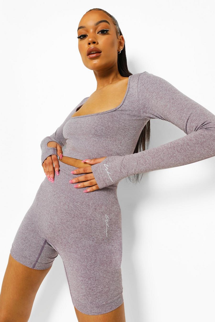 Purple Seamless Marl Long Sleeve Active Top image number 1