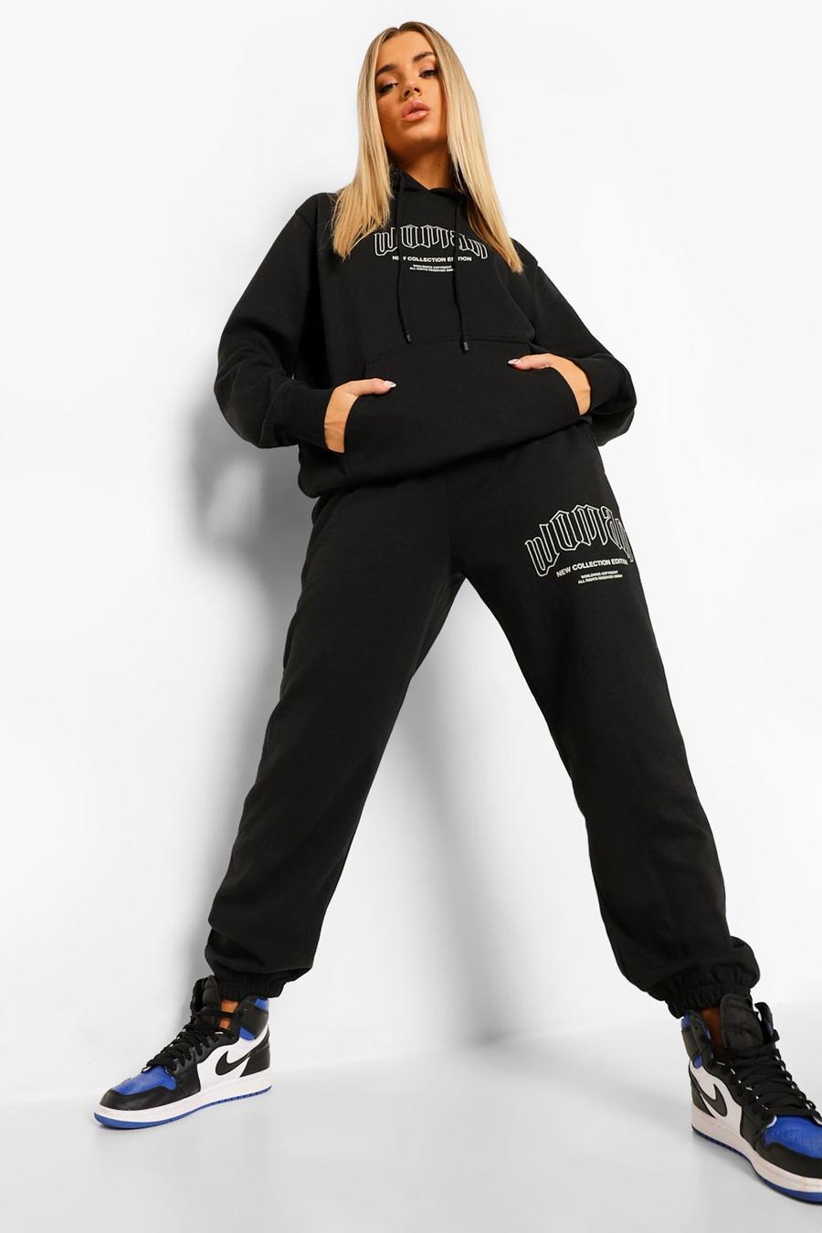 Woman Trainingsanzug in Übergröße mit Grafik, Schwarz image number 1