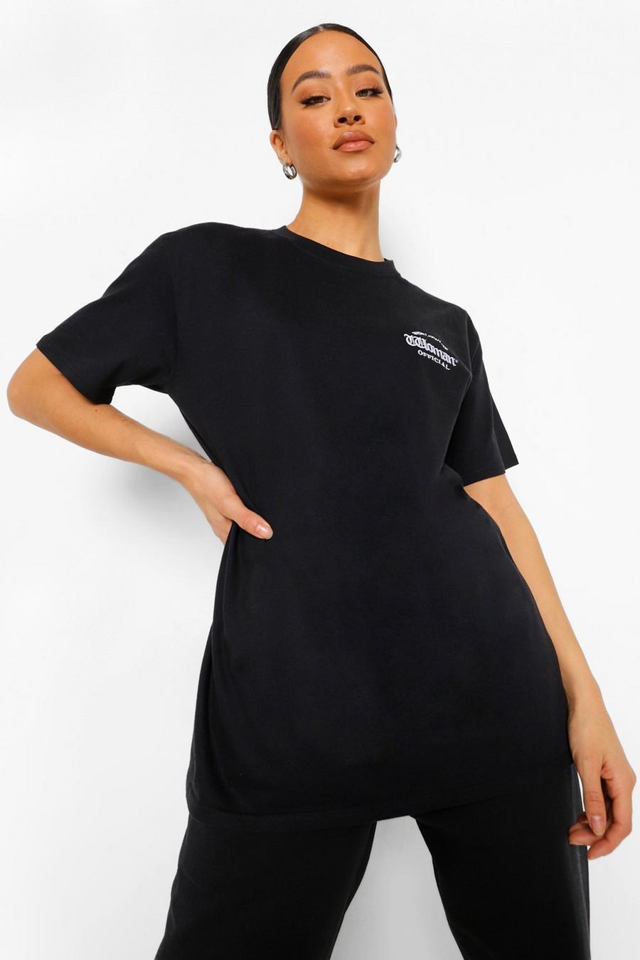Black Woman Oversize t-shirt med brodyr i gotisk stil image number 1