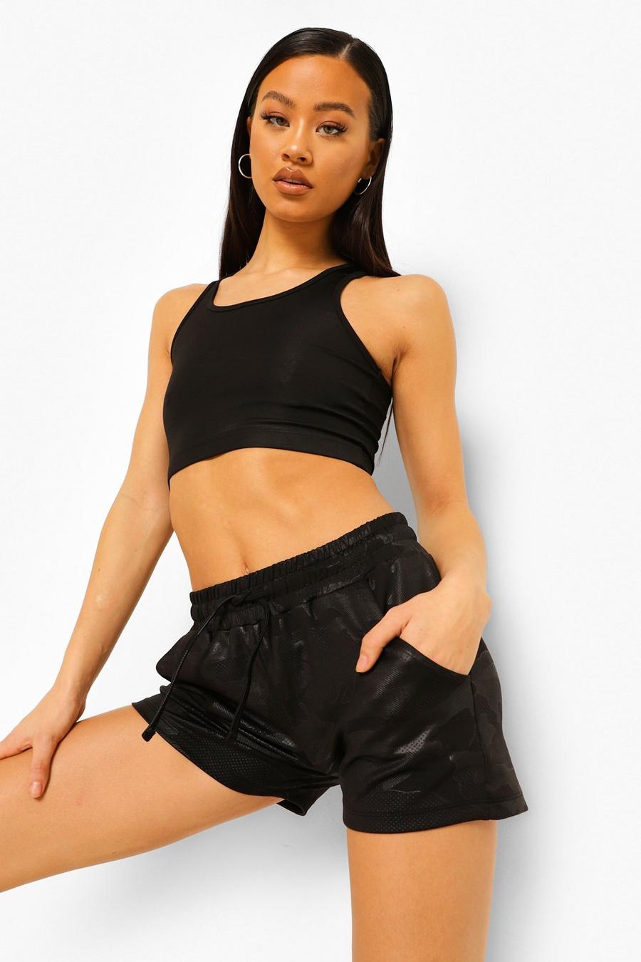 Black Active Camo Runner Shorts image number 1