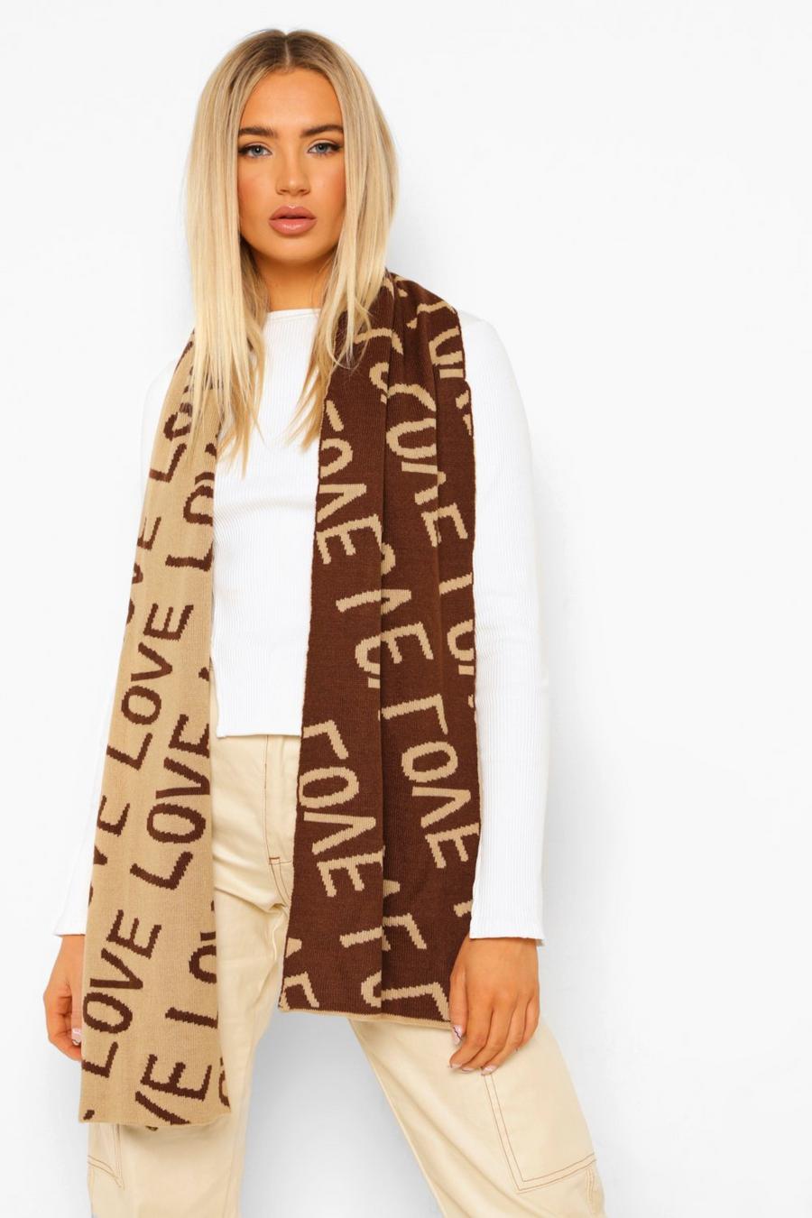 Chocolate Love Slogan Knitted Scarf image number 1