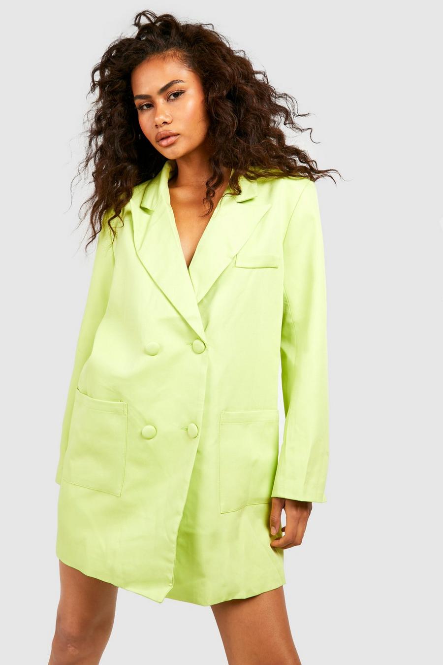 Robe blazer oversize coupe carrée, Lime image number 1