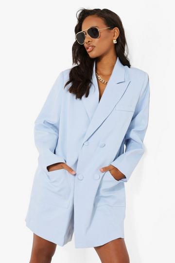 Oversized Boxy Blazer Dress pastel blue