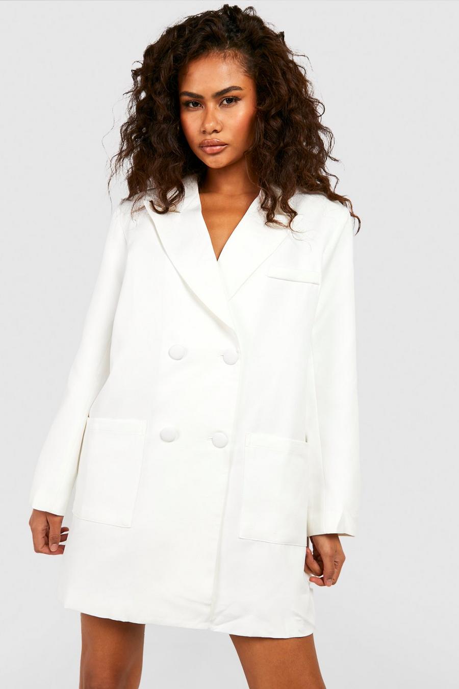 White Oversized Boxy Blazer Dress image number 1