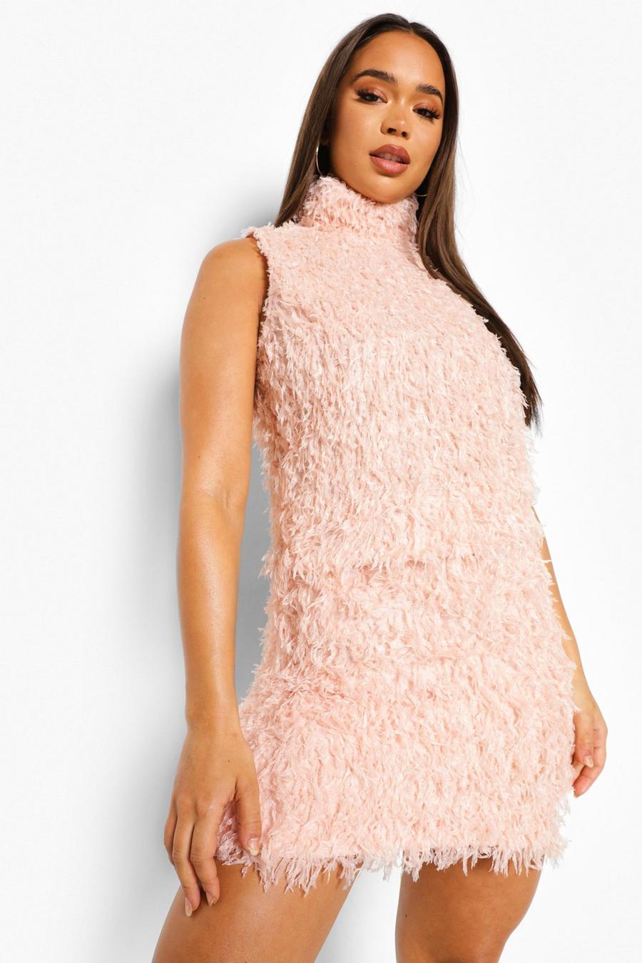 Blush Feather Knit Roll Neck Tank image number 1