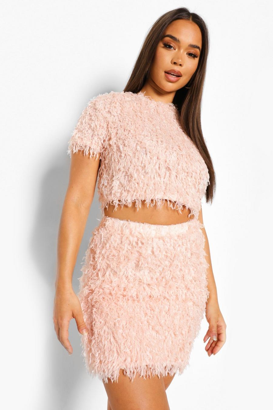 Blush Feather Knit Crop Top image number 1