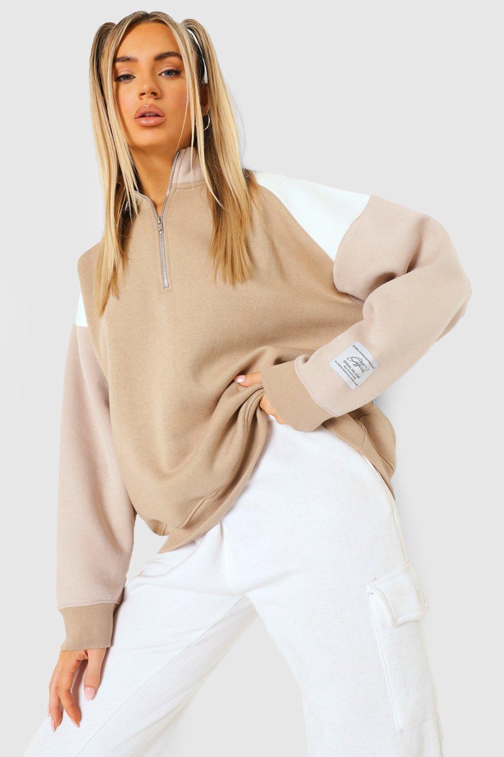 Color block half hot sale zip sweatshirt