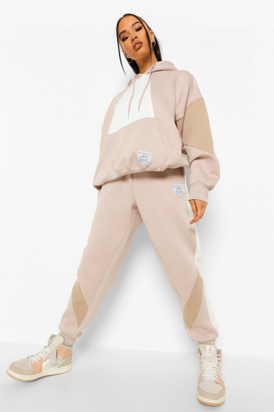 Taupe Official Product Colour Block Track Pants image number 1
