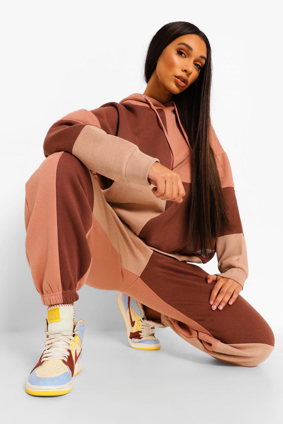 Taupe Official Product Patchwork Color Block Tracksuit image number 1