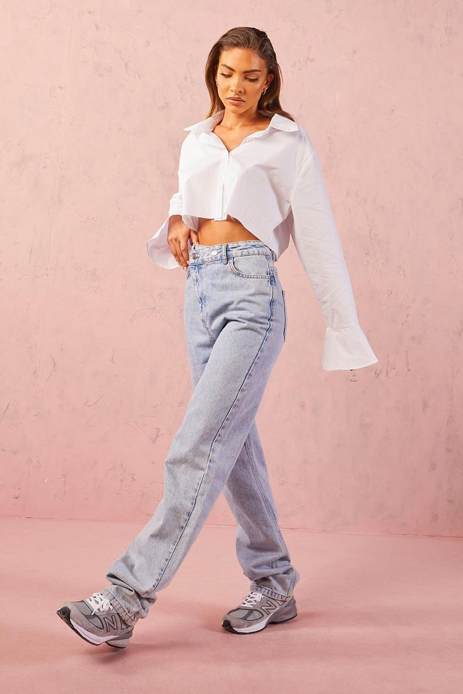 Light blue Asymmetric Relaxed Straight Leg Jeans image number 1