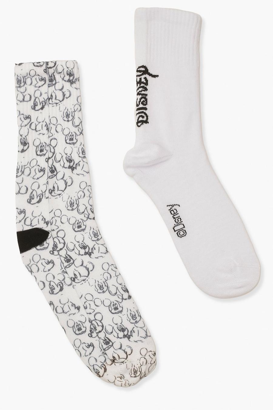 Pack de 2 calcetines con estampado de Mickey de Disney, Negro/blanco image number 1