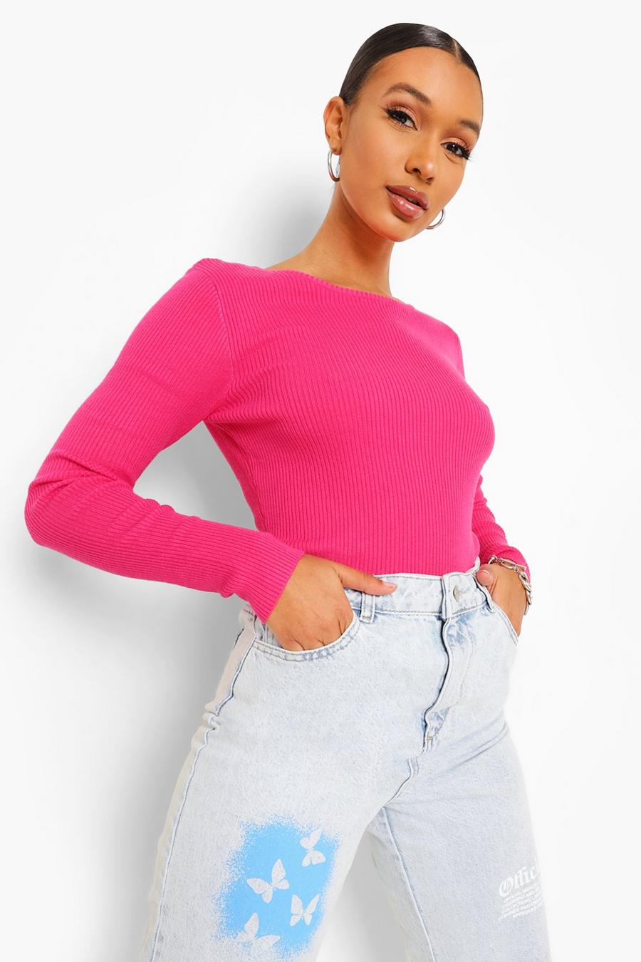Cerise pink Rib Knitted Jumper
