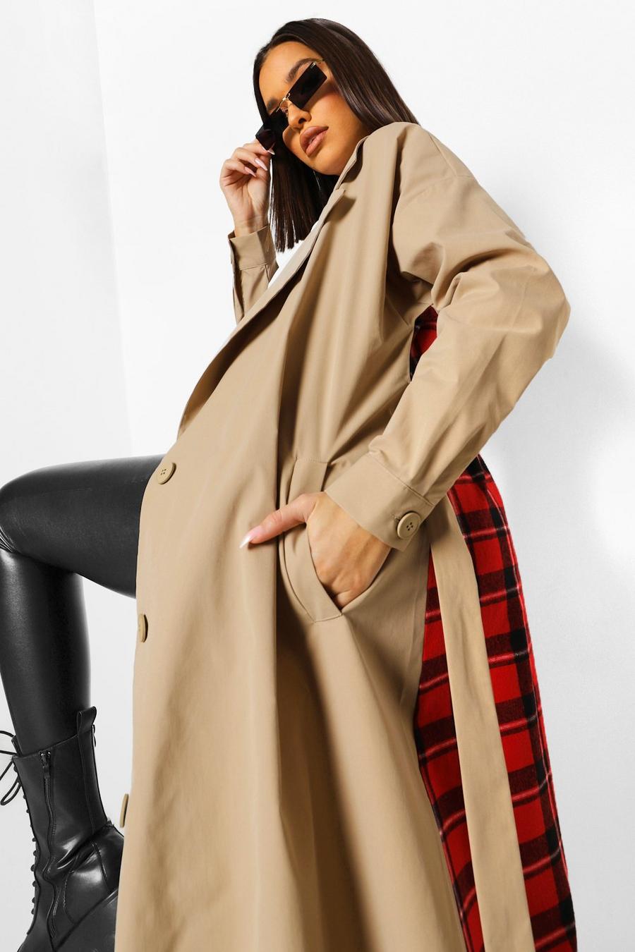 Stone Check Back Belted Trench Coat image number 1