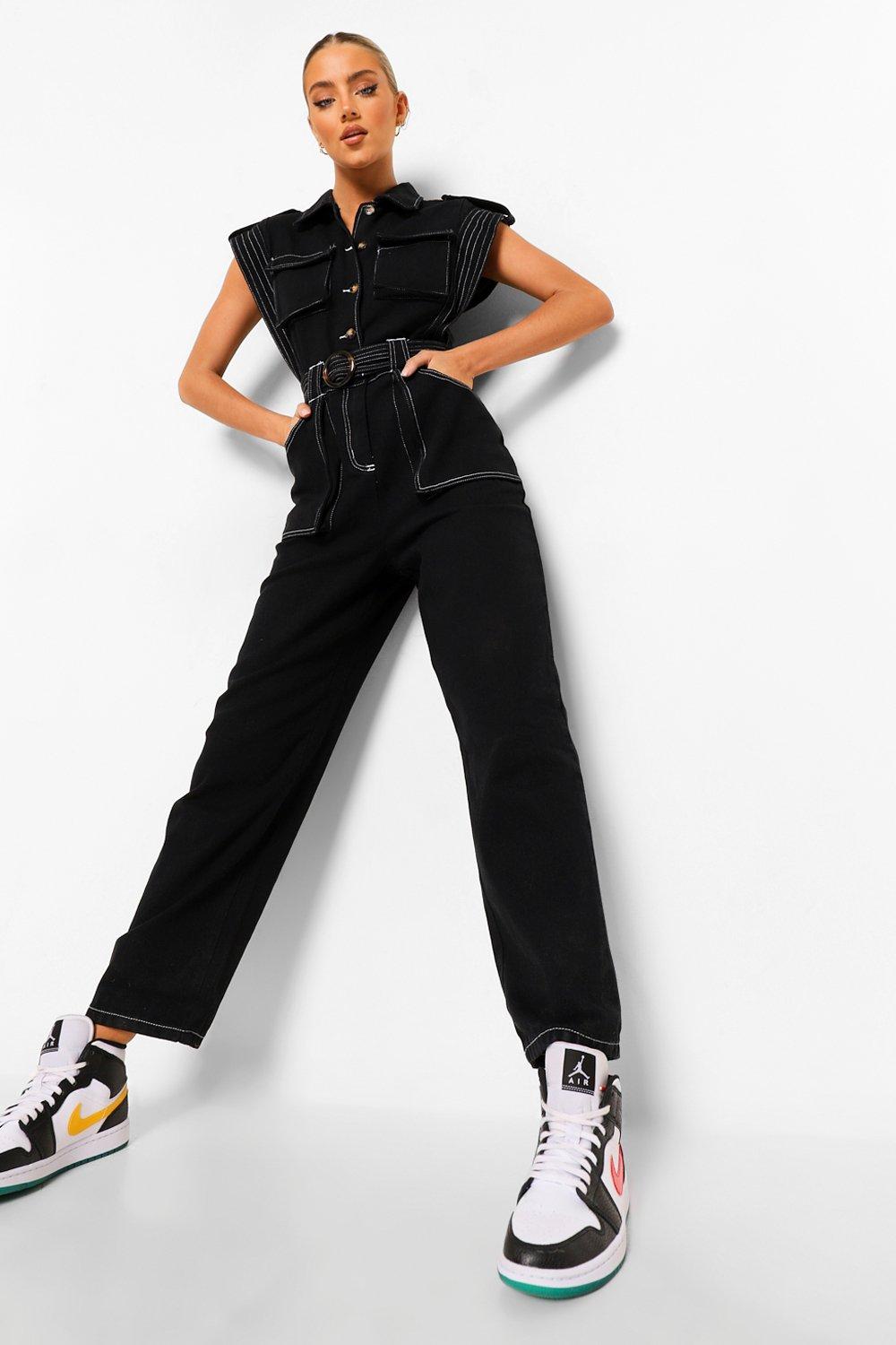 Denim store jumpsuit boohoo