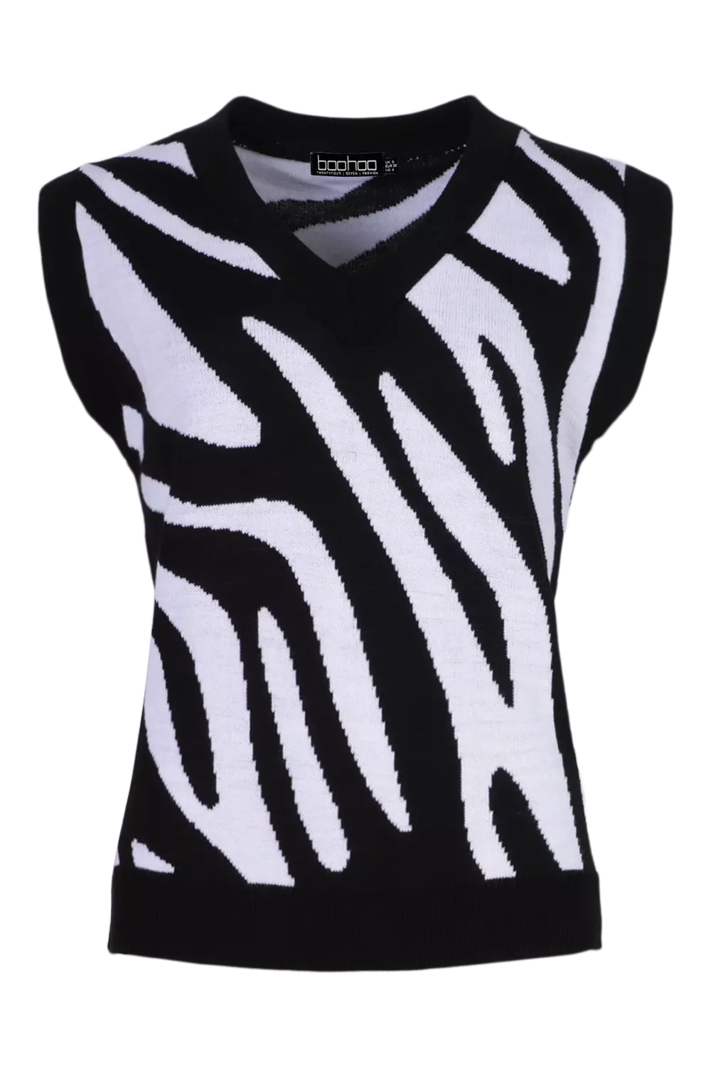 Black Zebra Print Sweater Vest alternative image