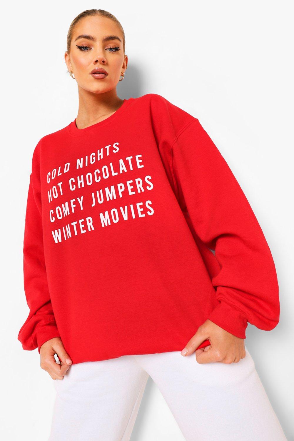 Red Christmas Slogan Sweatshirt