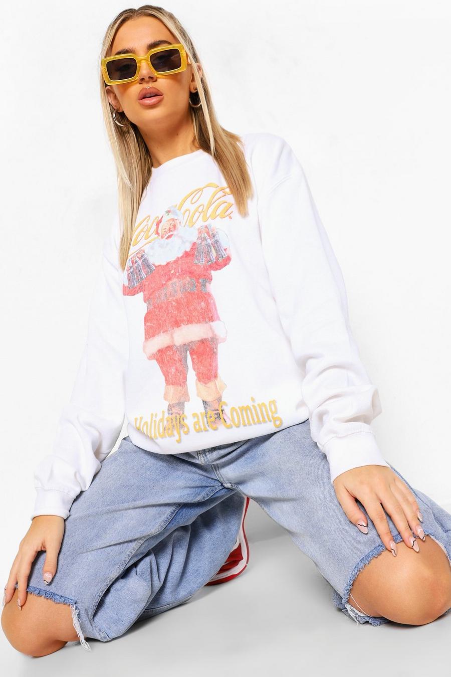 Sweatshirt mit Coca-Cola-Weihnachtsmotiv, Weiß image number 1