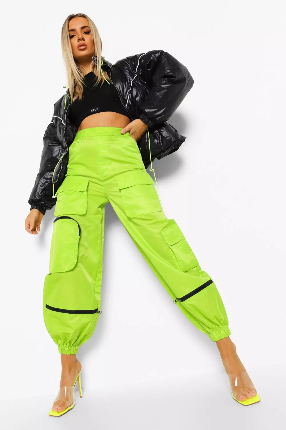 Neon green 2024 cargo trousers