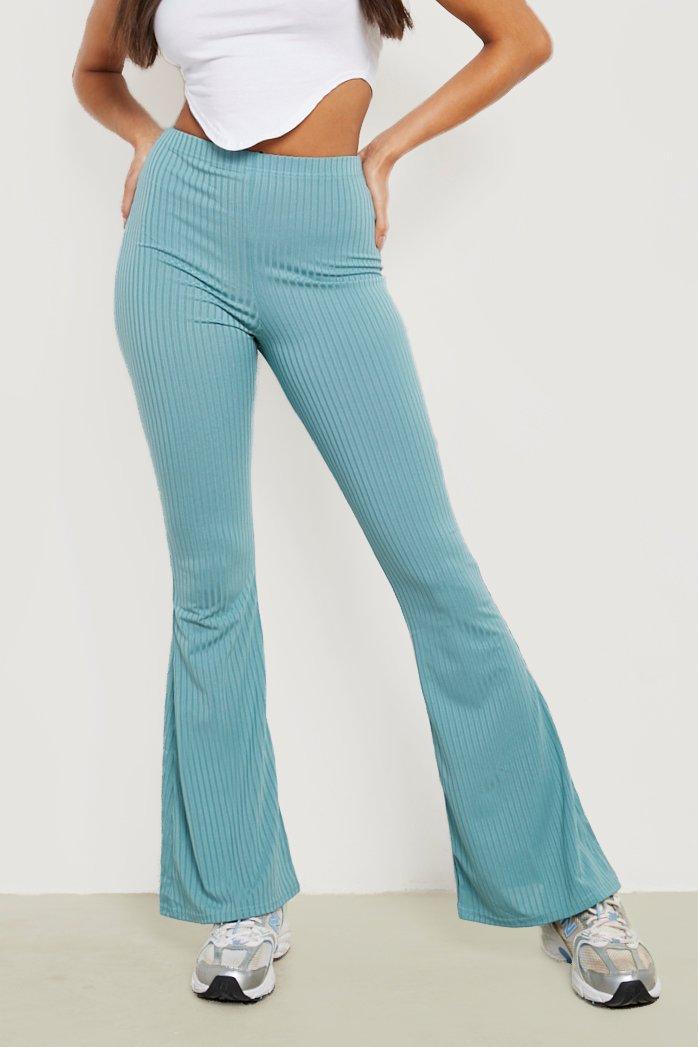 Green ribbed hot sale pants