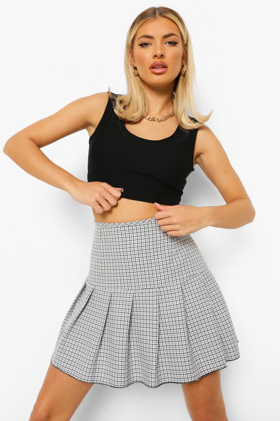 Grey Check Pleated Tennis Skirt image number 1