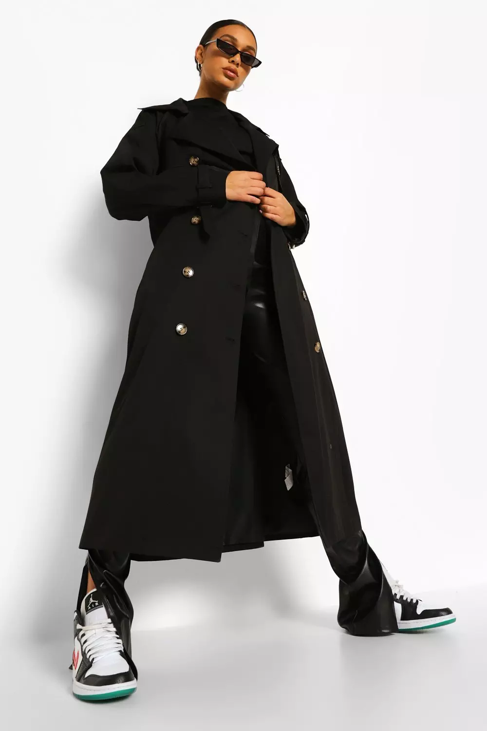 Black oversized trench clearance coat