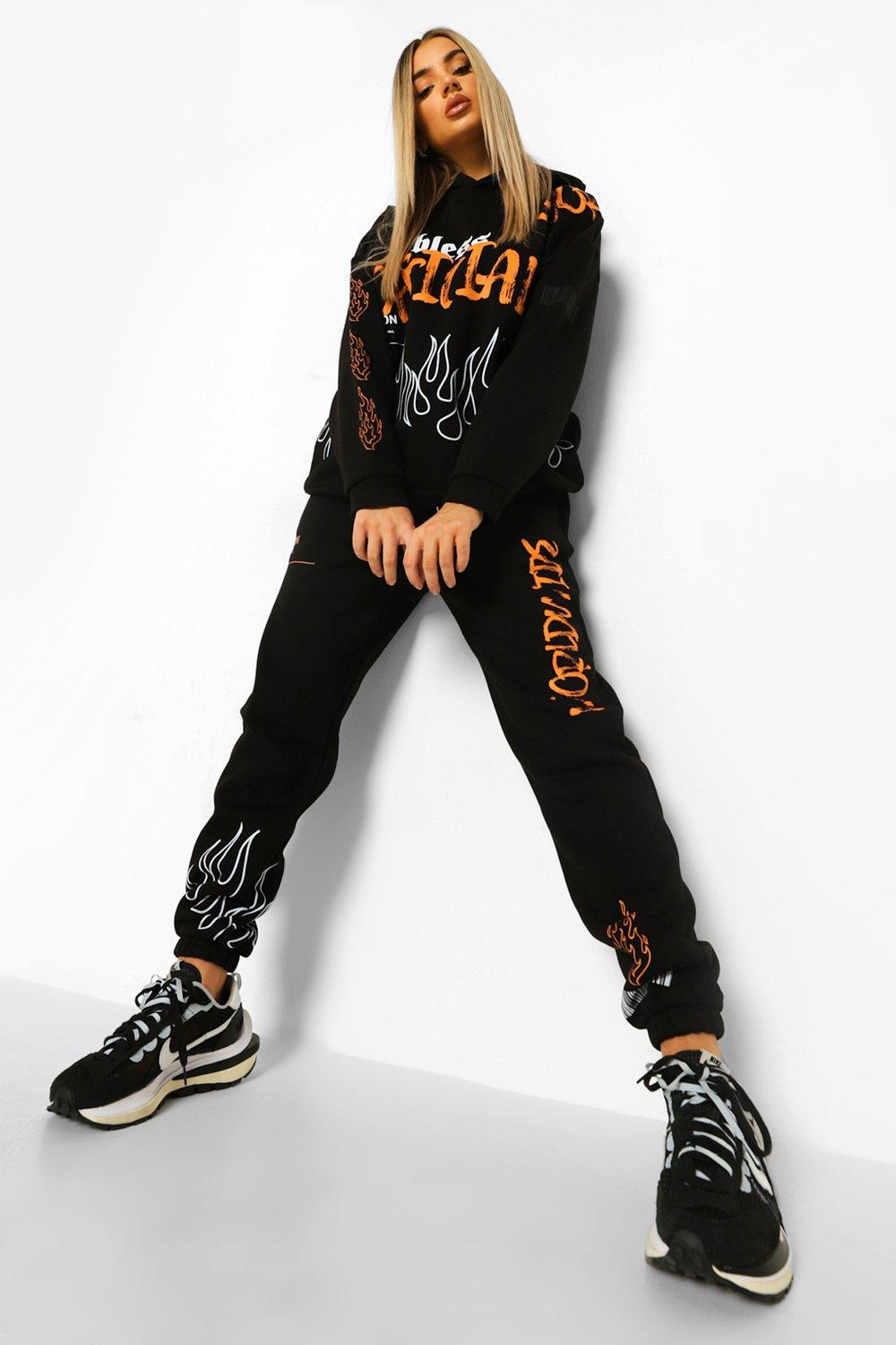 Official Graffiti Hooded Tracksuit boohoo UK