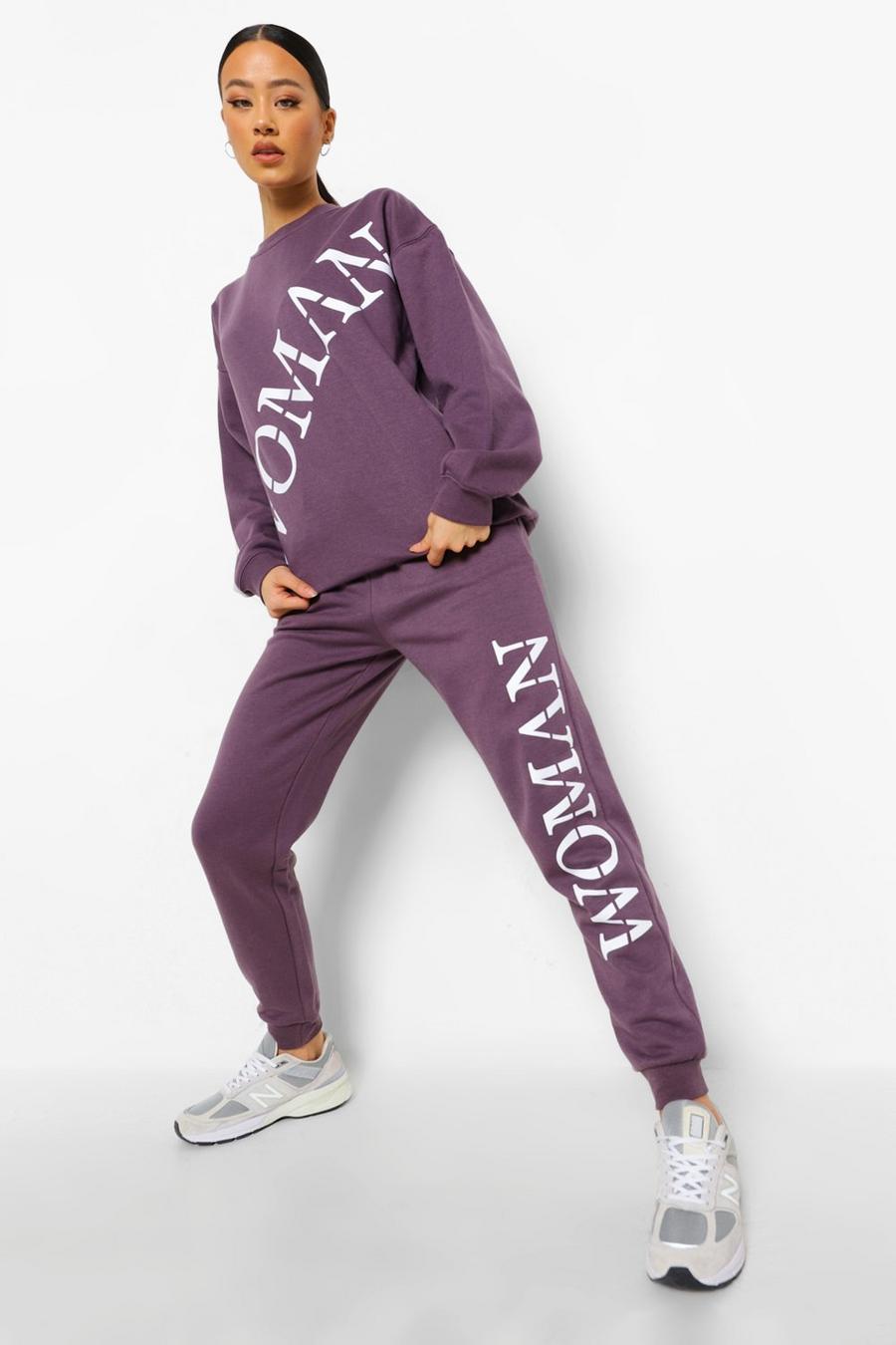 Violet Woman Roman Joggers med tryck längs benet image number 1