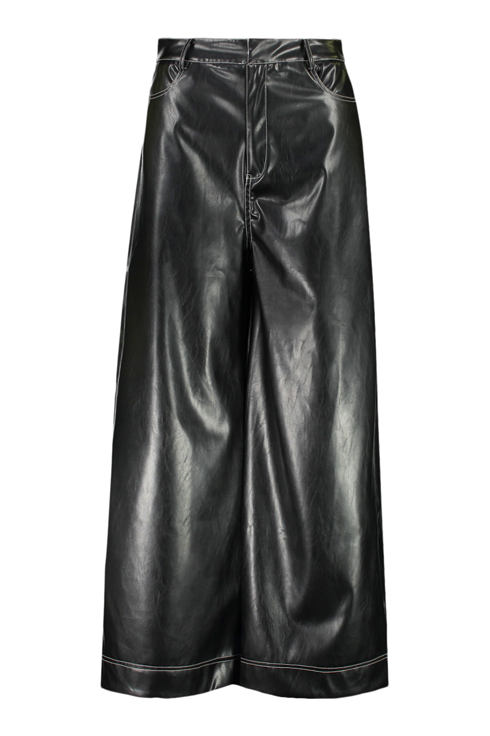 Contrast Stitch Faux Leather Pants