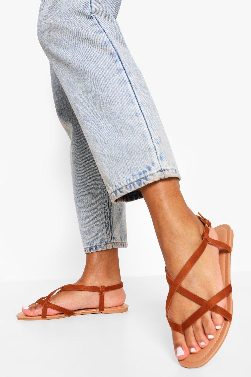 wide fit strappy flat sandals