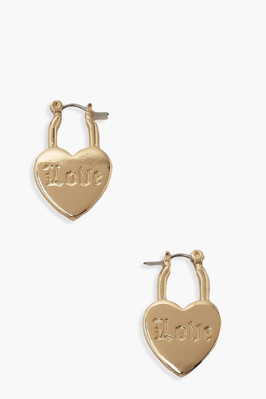 Gold Gothic Love Locket Earrings image number 1