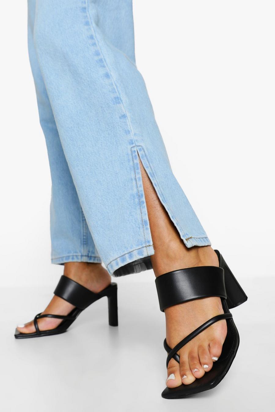 Black Strappy Toe Post Mule image number 1