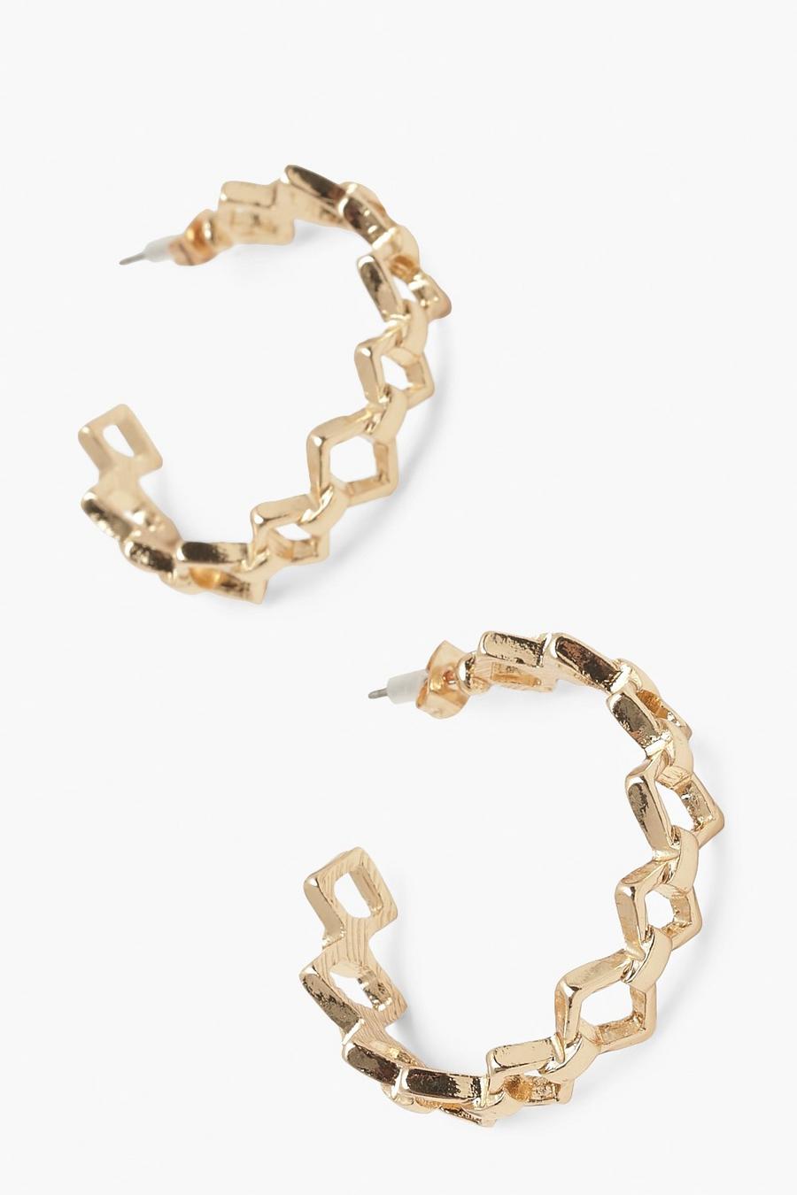 Gold Diamond Link Earrings image number 1