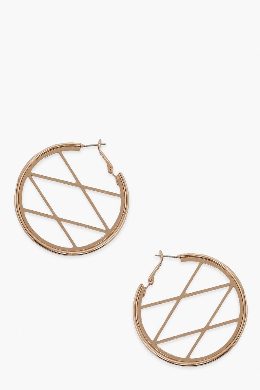 Gold Double Bar Detail Hoop Earring image number 1